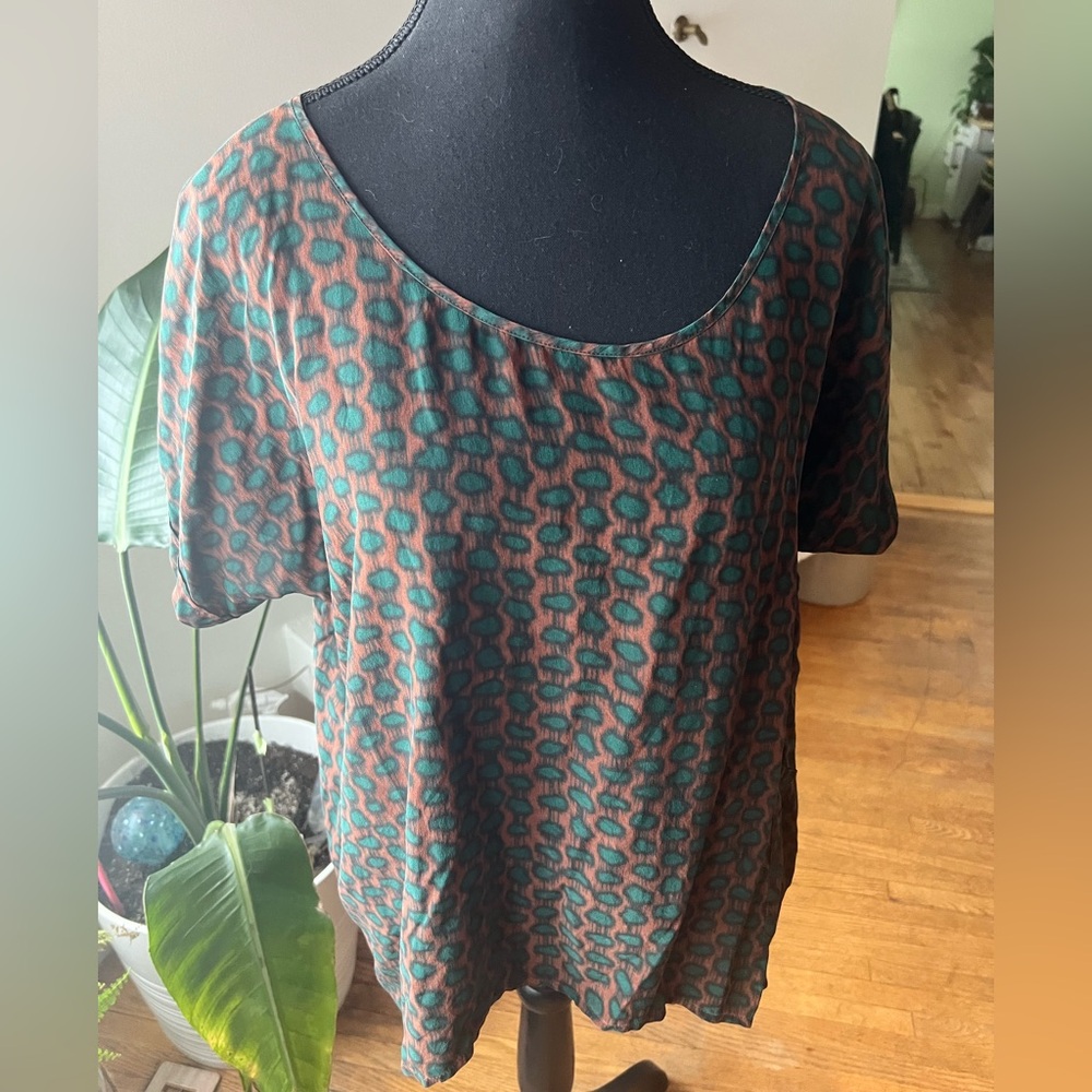 Lilu 100% Silk Blouse With Front Side Pocket Size Medium